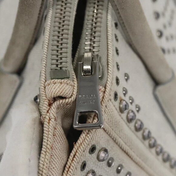 PRADA Bijoux Hand Bag Canvas 2way Gray Auth 113442 - Picture 14 of 16